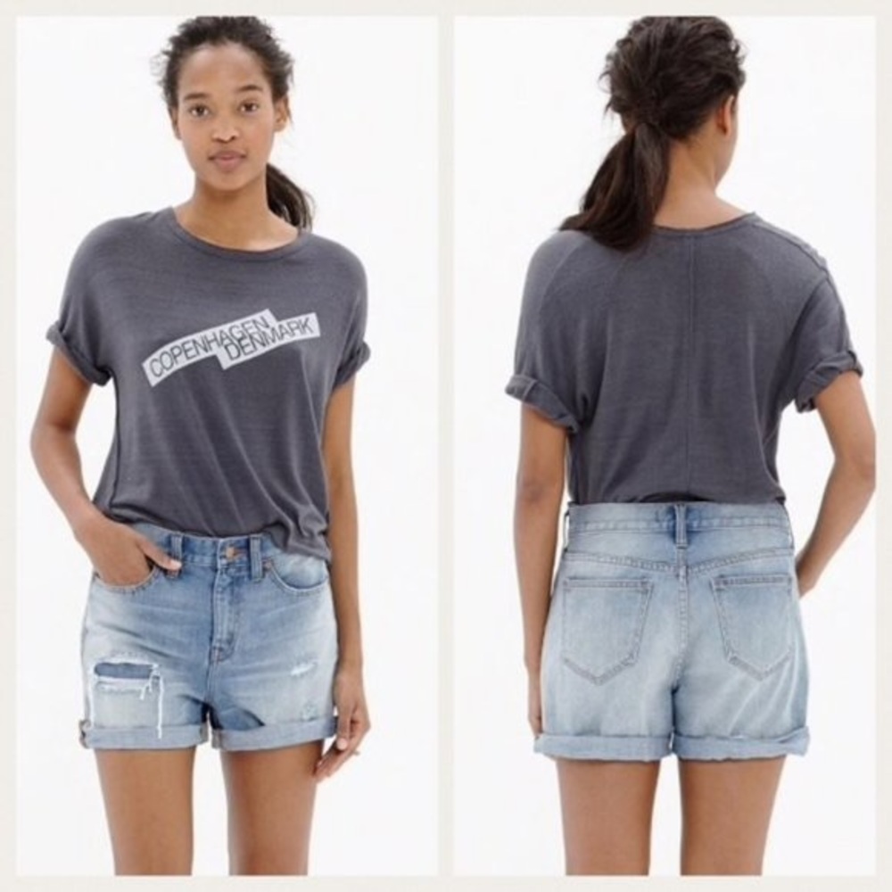 Madewell denim boyshorts Rip and repair edition